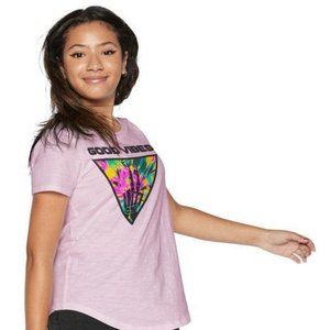 Womens Good Vibes Top Casual Crew Neck Tee T-Shirt